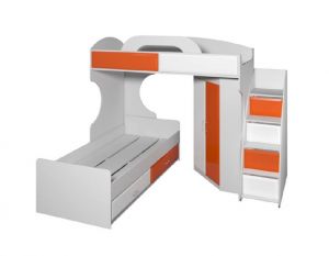 Кровать двухъярусная со шкафом Мурка-МДФ