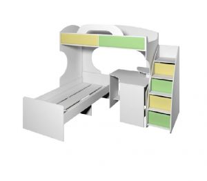 Духъярусная кровать со столом Мурка-МДФ