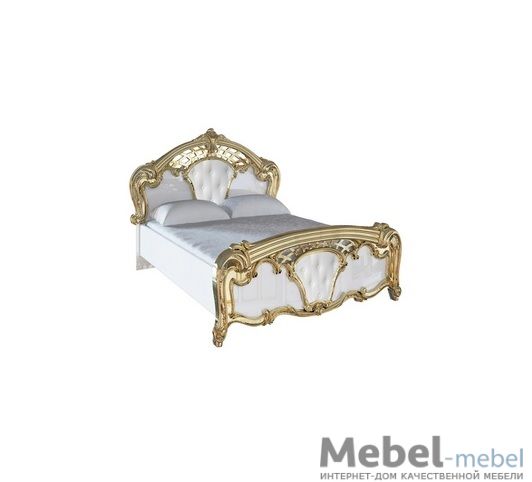 КРОВАТЬ 160(С МЯГКОЙ СПИНКОЙ) ЕВА БЕЛЫЙ-ЗОЛОТО