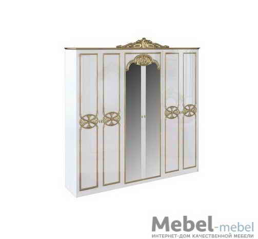 ШКАФ 6Д ЕВА БЕЛЫЙ-ЗОЛОТО 